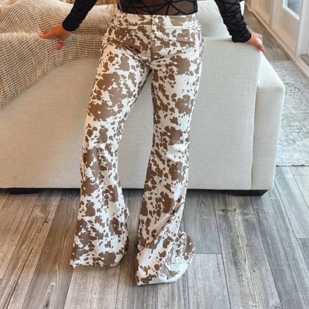Brown and Cream Flare Pants NWT
